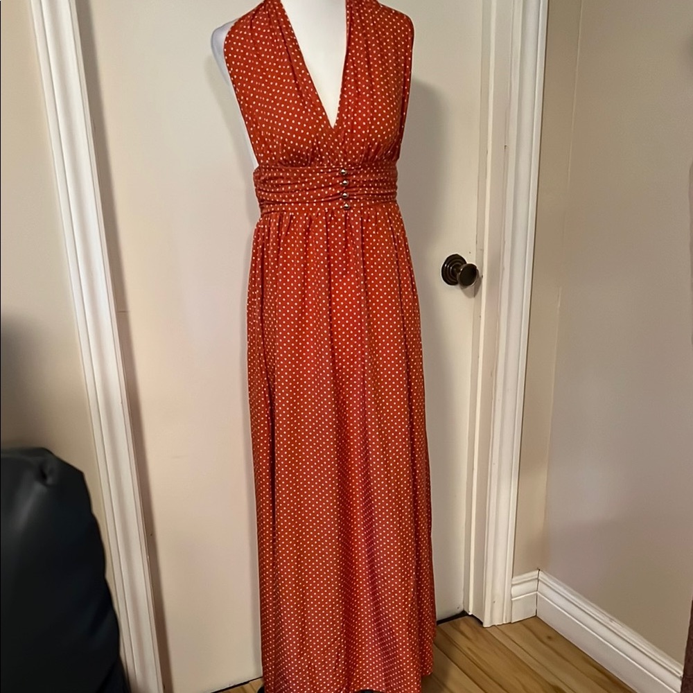 SHEIN | Women’s Size S Elegant Orange Polka Dot Maxi Dress